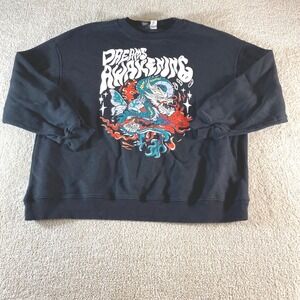 H&M Divided Sweatshirt Mens XL Black Dreams Awakening Dragon Graphic